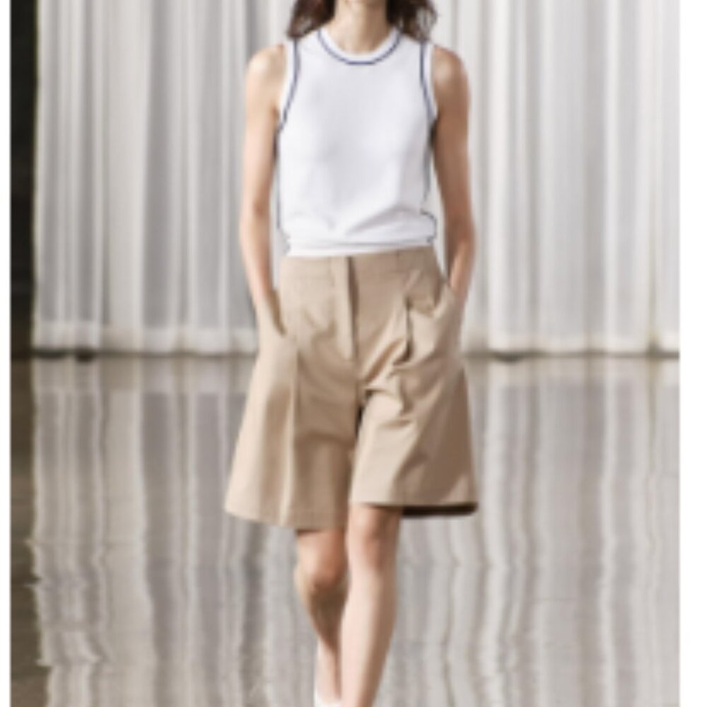 Zara Basic Knit Top with Contrasting Piping